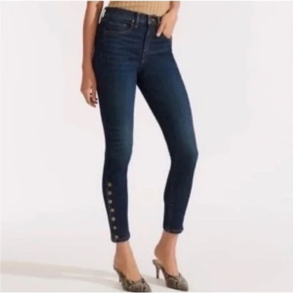 Veronica Beard Debbie High Rise Skinny Jeans with Button Detail Sz 27